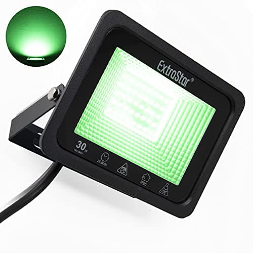 Image of EXTRASTAR LED Spotlight 30 W Outdoor 2400 LM Super Bright Coloured Outdoor Spotlight, IP65 Waterproof LED Floodlight, Outdoor Lamp for Backyard, Driveway, Doors, Garage, Hallway, Garden (Green)