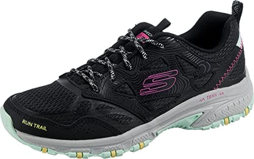 Image of Skechers Women's Hillcrest Pure Escapade Sneaker, Black Leather/Mesh/Multi Trim, 7 UK