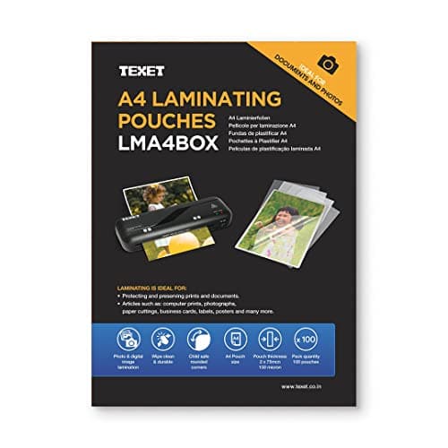 Image of Texet A4 laminating pouches 150 microns pack of 100
