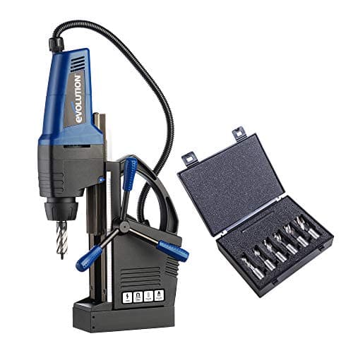Image of Evolution Power Tools EVOMAG42 - Industrial Steel Magnetic Drill, 42 mm (110 V) with 6x Short Series Drilling Cutter Kit, 25 mm