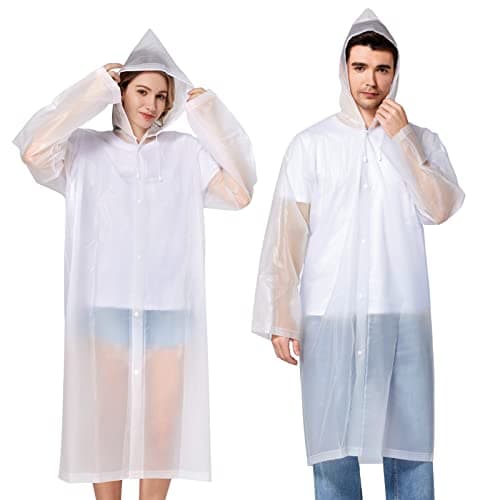 Image of Newbyinn Reusable Raincoats 2 Pack EVA Rain Ponchos for Adults Kids, Rain Coats with Hood for Women Men Clear