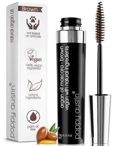 Image of Poppy Austin - Vegan Mascara Brown Volume And Length Waterproof - Gentle, Hypoallergenic Volumising, Organic & Cruelty Free All Natural Organic Mascara For Sensitive Eyes (9 Grams, Brown)
