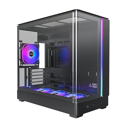 Image of MONTECH King 15 PRO Micro-ATX PC Case, Curved Panoramic Glass, Chimney Airflow, 360mm Radiator Support, Compact Build for High-Performance Systems, 4 ARGB PWM Fan Pre-Installed with Fan Hub, Black