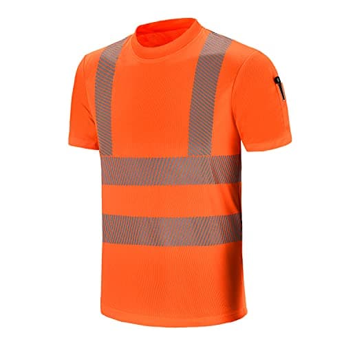 Image of AYKRM 2XL Orange high vis t Shirt hi vis t Shirts Hi Vis High Viz Visibility Short Sleeve Safety Work Polo T Shirt (Orange, 2XL)