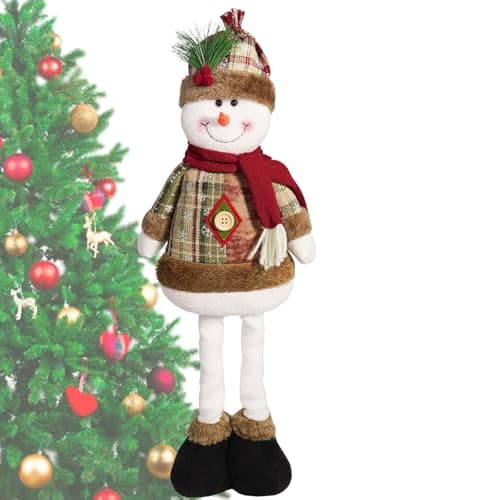 Image of Rechory Santa Claus Decoration | Snowman Decor with Extendable Legs Christmas Standing Snowman | Standing Figure for Front Door, Sofa, Fireplace, Bedroom, Living Room, Table