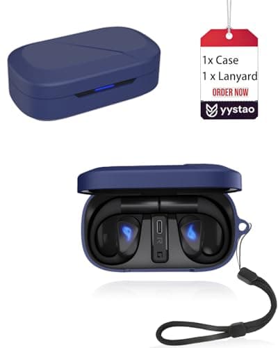 Image of yystao Case for ASUS ROG Cetra Open Wireless On-Ear Gaming Earbuds, Soft Silicone Case Cover with Lanyard, Shockproof Anti-Scratch Storage Pouch, Blue