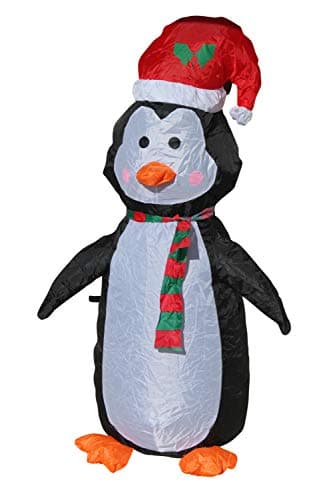 Image of Garden Market Place Inflatable Christmas Penguin with Low Voltage LED Lights 1.2M Tall- Indoor or Outdoors