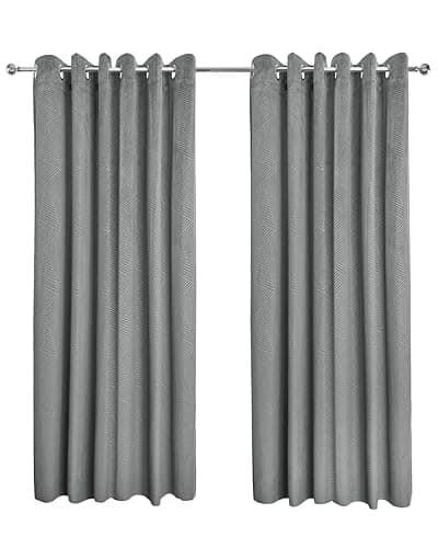 Image of Emma Barclay Midnight - Embossed Velvet Woven Thermal Blackout Eyelet Curtains (Silver, Width 66 x Drop 54" (168 x 137cm))