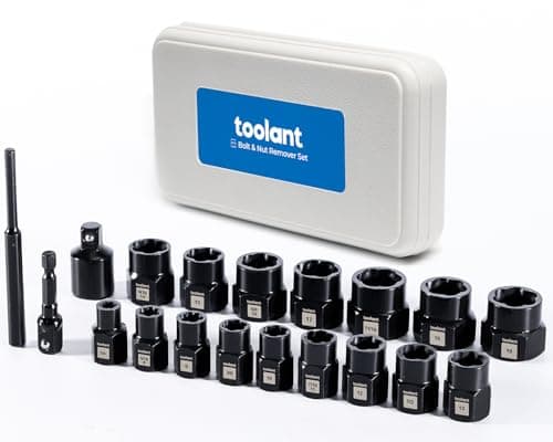 Image of toolant 19pcs Impact Bolt Extractor Kit, Bolt & Nut Remover Socket Tool Kit, Stripped Bolt Extractor for Damaged Screws and Bolts