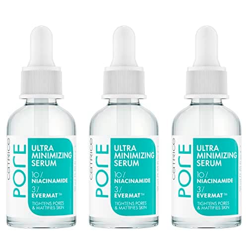 Image of Catrice Pore Ultra Minimising Serum, Facial Serum, Transparent, Mattifying, Nourishing, Translucent, for Dry Skin, Vegan, Oil-Free, Perfume, No Alcohol, Pack of 3 (3 x 30 ml)