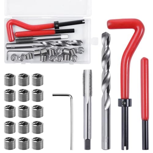 Image of LEONTOOL 20 Piece M10 x 1.5mm Thread Repair Insert Kit, Metric Stainless Steel Helicoil Kit with HSS Drill Bits, Portable Rethreading Tool Kits, Compatible Hand Tool Set for Auto Repairing