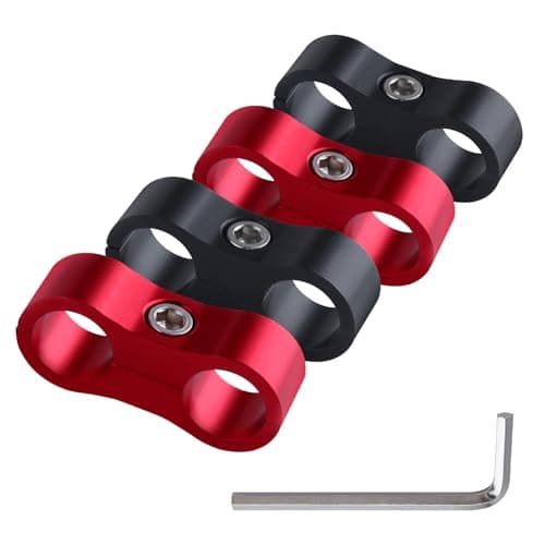 Image of GOLD DEER 4Pcs/Pack 6AN Hose Separator Clamp AN6 Fuel Line Mounting Clamp Aluminum Brake Aluminum for 3/8 Fuel Hose Oil Line Brake Line Water Pipe and Gas Line Black and Red