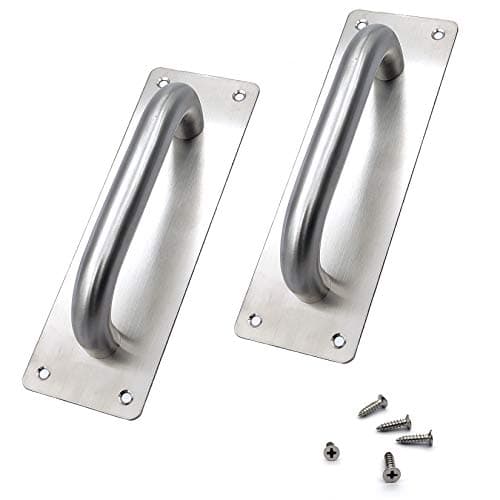 Image of XKQYX Sliding Door Handles, Pull Push Door Handles Stainless Steel, Sliding Gate Cupboard Toilet Cabinet Garage Shed Barn Door Handles with Metal Plate (200 x 65 mm)