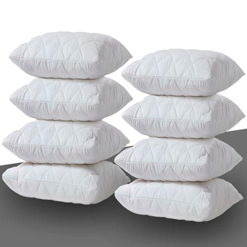 Image of Pillow Protectors 8 Pack Cover White, Anti Allergy Zipped Pillows Protector, Quilted Pillow Case, Machine Washable, Dust & Mite Proof - 50 x 75cm