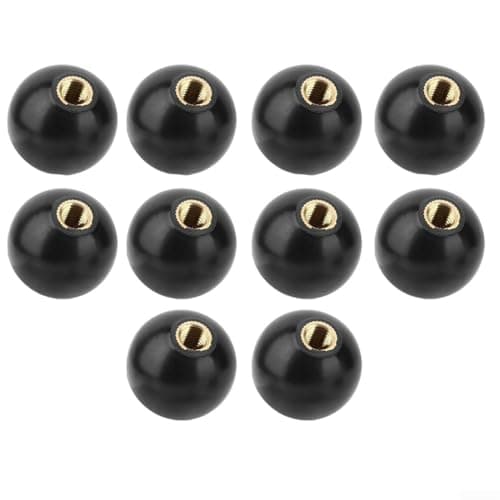 Image of Posheliox Black Bakelite Ball Knobs with Copper Core, Threaded Machine Tool Replacement Parts for Control Levers and Pressure Equipment, Hand-Tightened(M6x25mm)(M10x35mm)