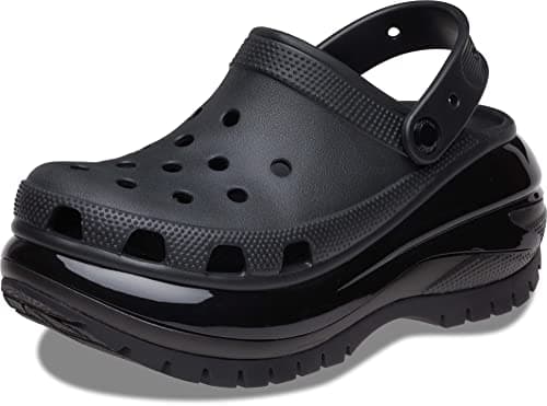 Image of Crocs, Unisex Adult, Mega Crush Clog, Black, 8 UK Men/ 9 UK Women