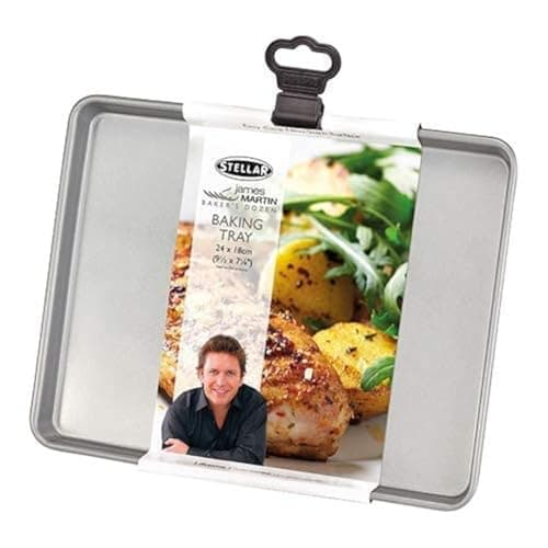 Image of Stellar James Martin Non-Stick Baking Tray, High Grade Steel, Dishwasher Safe, 25cm x 19cm x 1.5cm