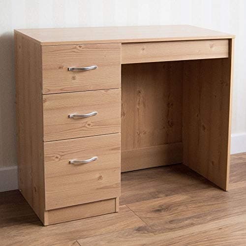 Image of Vida Designs Home Pine 3 Drawer Dressing Table Makeup Desk Riano Bedroom Furniture