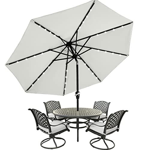 Image of MASTERCANOPY Patio Umbrella with 32 Solar LED Lights -8 Ribs(2.7M,Grey)