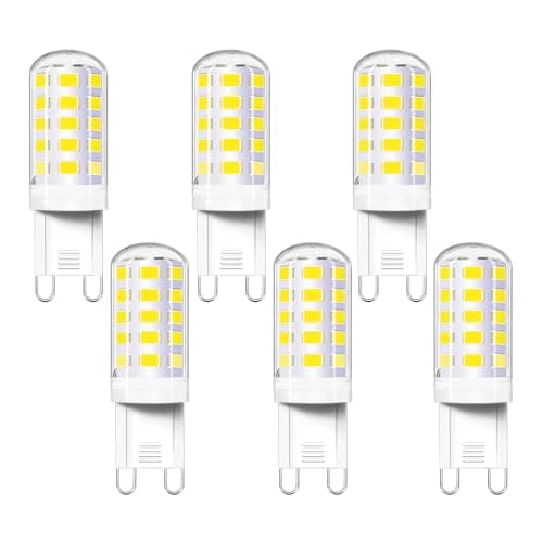 Image of Akynite G9 LED Bulbs 4W Cool White 6000K, Equivalent to Bi Pin Halogen Bulb G9 33W 40W, 400LM, AC220-240V, LED Capsule Bulb Daylight White, Not Dimmable, No Flicker, 6 Pack