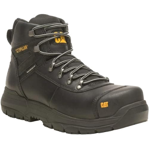 Image of Caterpillar Men’s Pneumatic 2.0 Safety Boots - Waterproof Leather, Steel Toe, Puncture Resistant Midsole, Shock Absorbing Work Boot, Black, 9 UK Size