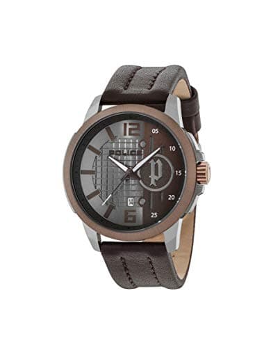 Image of Police Mens Quartz Watch, Analogue Classic Display and Leather Strap 15238JSUBN/13