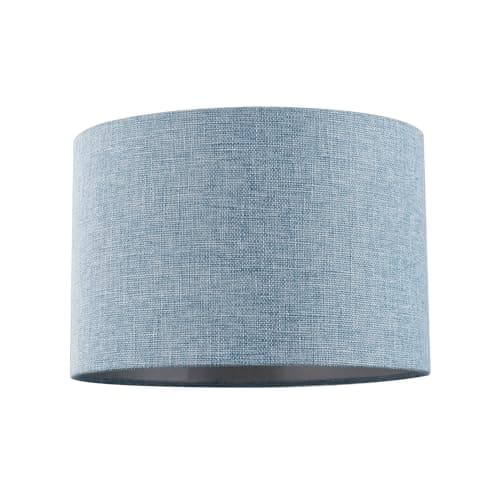 Image of Contemporary and Sleek 12 Inch Blue Nova Linen Fabric Drum Lamp Shade 60w Maximum | 30cm Diameter | for Table Lamp or Pendant by Happy Homewares