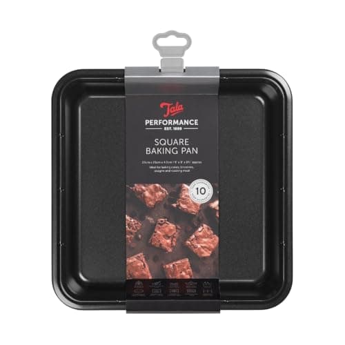 Image of Tala Performance, Square Cake Tin, Professional Gauge Carbon Steel with Eclipse Non-Stick Coating, 23 x 23 x 4.2 cm Cake Pan; Cake Pan, Ideal for Bakes and Celebration Cakes