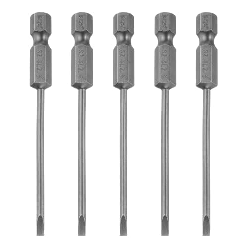Image of TA-VIGOR 5pcs 2.5mm Magnetic Slotted Tip Flat Head Screwdriver Bits, S2 Steel 1/4" Hex Shank 3" Length Power Drill Bits Set for Electrician, Mechanic and Repair Work (Sandblasted Finish)