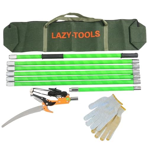 Image of Manual Pole Saw Tree Pruner - Long Reach Pruning Saw with Scissor Head, 65Mn Steel Blade & Carry Bag - Lightweight Telescopic Tree Trimming Tool (9m Long)