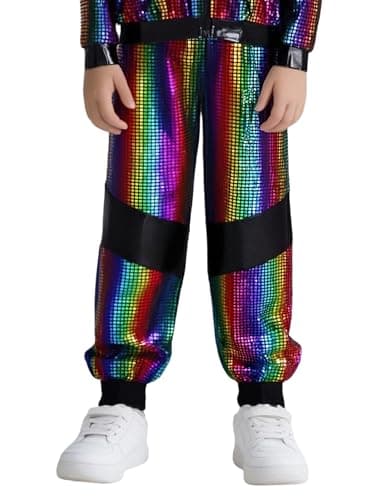 Image of dPois Boys Girls Gradient Color Block Street Dance Pants Plaid Hip Hop Jazz Dance Trousers for Competitions Multicolor 7-8 Years