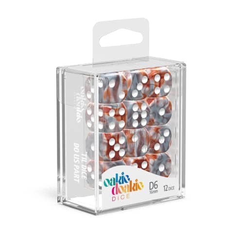 Image of Oakie Doakie Dice D6 Dice 16 mm Gemidice - Silver-Rust (12)