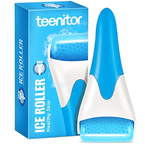 Image of Ice Roller for Face, Eye, Puffiness, Migraine, Pain Relief and Minor Injury, Teenitor Ice Face Roller Massager Cold Facial Roller Freezer Tighten Skin Care, Blue