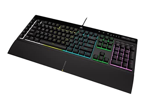 Image of Corsair K55 RGB PRO Gaming Keyboard with Membrane Keys, Dynamic RGB Backlight, 6 Macro Keys with Elgato Software Integration, Dust and Spill Resistance, QWERTY, Black