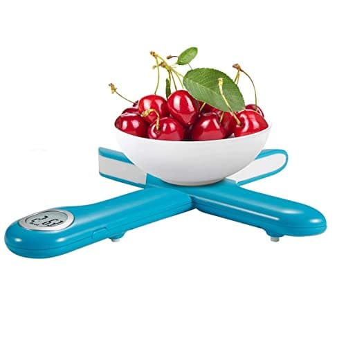 Image of CAMRY Kitchen Scale, Travel Food Scale, Digital Folding Weighing Scales, Portable Kitchen Scales for Camping Motorhome,11lb/5kg Units in g/lb:oz, Round LCD Display(Blue)