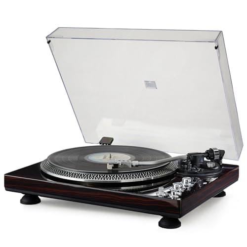 Image of CrosAudio High-Fidelity Vinyl Record Player, Bluetooth Turntable with Magnetic Cartridge, 2-Speed Belt Drive Wood Vintage Player with Auto-Return, Adjustable Counterweight, Pitch Control & Preamp