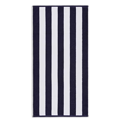 Image of La Maison Cabana Stripe Beach Towels 100% Cotton 70cm x 150cm Large Pool Towel Absorbent Supersoft Quick Dry Sand Proof Beach Towel Holiday Yoga Gym Swimming Towel (1, Navy Blue)