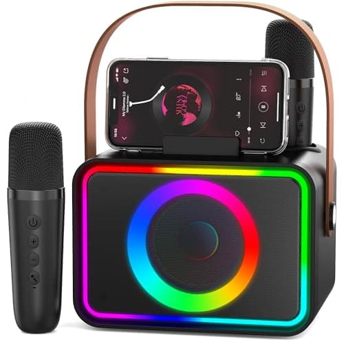 Image of Karaoke Machine 2 Microphones for Adults Kids, Portable Bluetooth Karaoke Speaker for Adults & Kids, Party PA Stage with Disco Lights for Gatherings, Gifts for Family