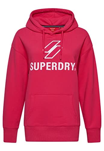 Image of Superdry Women's Code SL Stacked APQ OS Hooded Sweatshirt, Raspberry Sorbet, XS