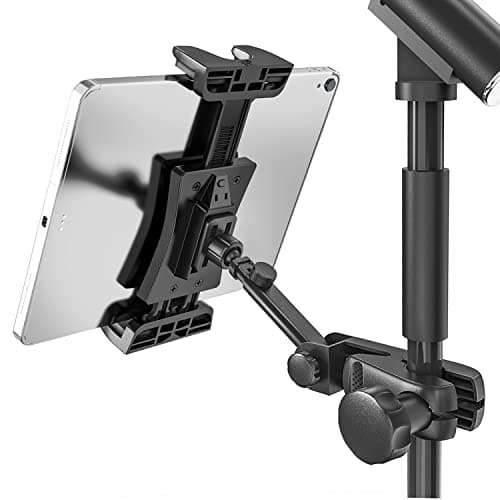Image of Jubor Tablet Mic Stand, Tablet Mount for Microphone Stand, 360° Swivel Mic Music Stand Phone Holder Compatible with iPad, iPad Pro, iPad Air Mini And All Smartphone 4.7-12.9 Inches