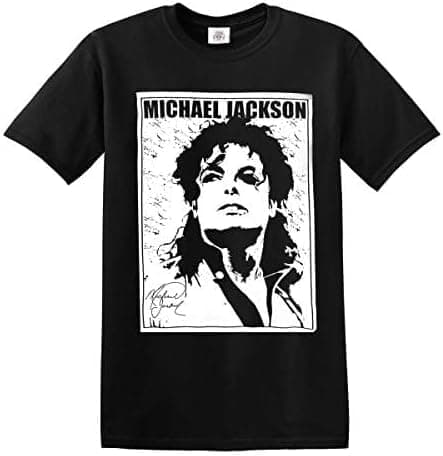 Image of Trend Gear Michael Jackson Signature T-Shirt King of Pop Legend Icon Music T-Shirt (Black,XL)