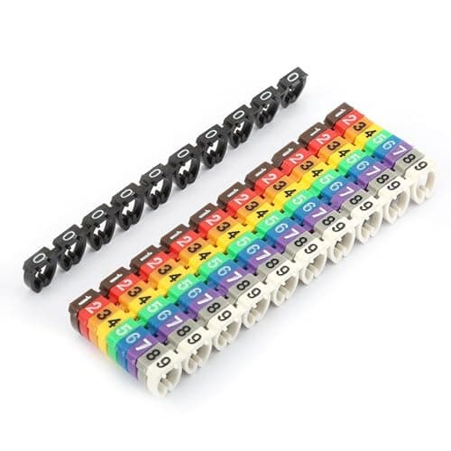 Image of Jeffergarden Cable Marker Set 0 to 9 Numbered Colorful Plastic Cable Clips Wire Number Label Tube Wire Marking Tool Clamp Holder-on Design for Easy Identification (100Pcs 6mm²)