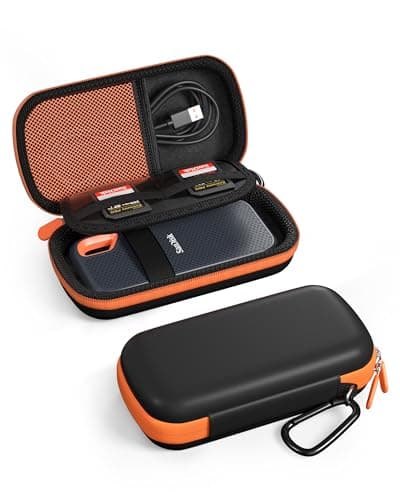 Image of ProCase Hard Case for SanDisk Extreme Portable SSD (New/Old Model), Extreme Pro Portable SSD, 500GB 1TB 2TB 4TB 8TB USB-C Solid State Drive, EVA Shockproof Travel Case with 2 SD Card Slots-OrangeBlack
