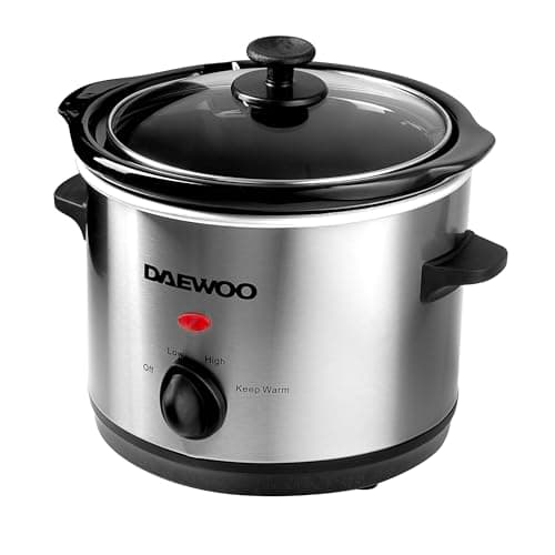 Image of Daewoo 1.5L Mini Slow Cooker – Compact Electric Cooker with Ceramic Bowl & Glass Lid, 3 Heat Settings (Low, High, Keep Warm), Ideal for Singles, Students, Couples, Energy Efficient, Black