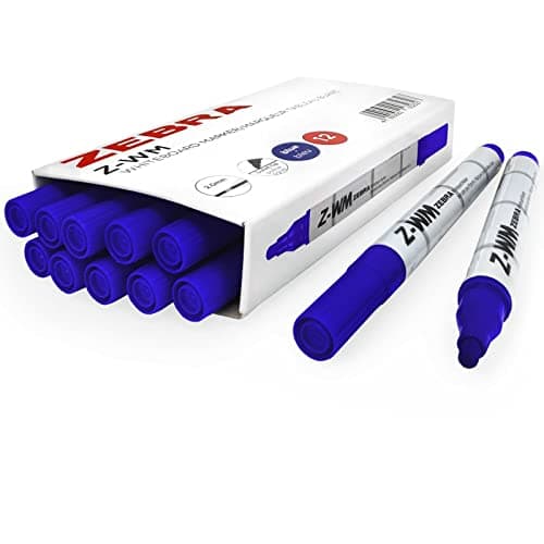 Image of Zebra Z-WM Whiteboard Marker Pen - Bullet Tip - 2.0mm - Blue - Pack of 12