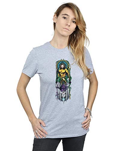 Image of DC Comics Women's Aquaman Ocean Master Boyfriend Fit T-Shirt Sport Grey X-Large