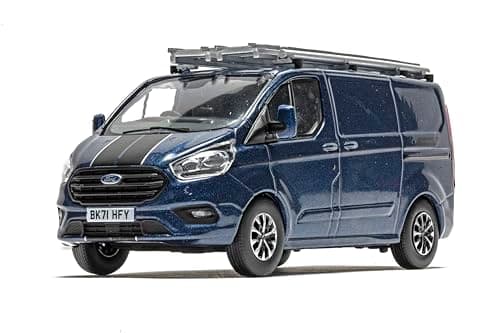 Image of Corgi Diecast Model Vehicles - VA15104 Ford Transit Custom Sport, Chrome Blue, Men & Women Souvenir Gifts from UK - Small Die Cast Toy Car Models for Boys, Gift for Motor Enthusiasts
