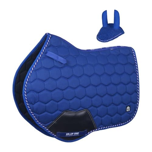 Image of Gallop Shop Close Contact Saddle Pad with Matching Ear Bonnet / Horse Pad / Horse Saddle Pad (Royal Blue, Full)