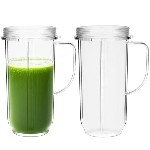Image of 22oz Cups Replacement Compatible with NutriBullet Magic Bullet Blender Mixer 200W MB1001S, for Magic Bullet Blender Juicer Tall Mugs with Handle Replacement Parts Accessories (2 Pack)