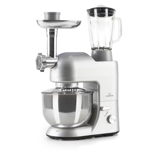 Image of Klarstein Stand Mixer, 5L Food Mixer for Baking with Bowl, 1800W Cake Mixer w/Beater, Dough Hook, Whisk, 1.5L Blender, Food Processor Meat Grinder, 6 Speed Electric Mixer for Baking Bread Pastry